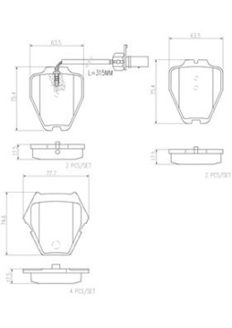 P85067N Sada brzdových destiček, kotoučová brzda BREMBO NAO LINE BREMBO