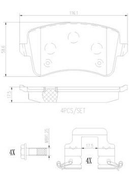 P85099N Sada brzdových destiček, kotoučová brzda BREMBO NAO LINE BREMBO