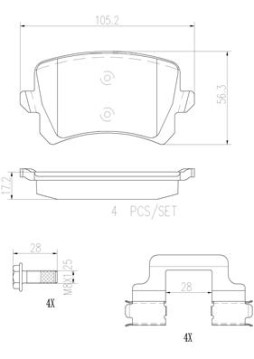 P85108N Sada brzdových destiček, kotoučová brzda BREMBO NAO LINE BREMBO