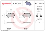 P 85 117 BREMBO sada brzdových platničiek kotúčovej brzdy P 85 117 BREMBO
