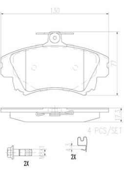 P86017N Sada brzdových destiček, kotoučová brzda BREMBO NAO LINE BREMBO