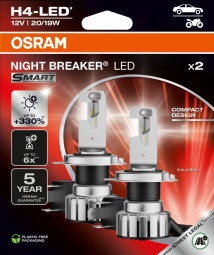 64193DWNBSM-2HB Sada autožárovek Night Breaker LED SMART H4, 12V, 27/23W (2ks) ams-OSRAM