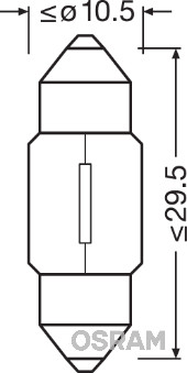 6438 OSRAM Žárovka T10.5x30 (C10W) (řada ORIGINAL - FESTOON) | 12V 10W | 6438 OSRAM