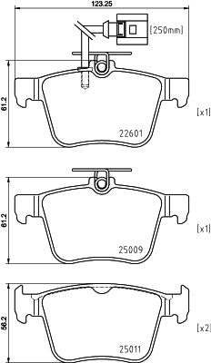 MDB3973 Sada brzdových destiček, kotoučová brzda MINTEX