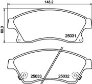 MDB3088 Sada brzdových destiček, kotoučová brzda MINTEX