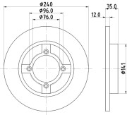 MDC355 MINTEX brzdový kotúč MDC355 MINTEX
