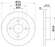 MDC443 MINTEX brzdový kotúč MDC443 MINTEX