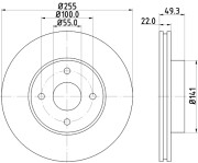 MDC2215 Brzdový kotouč MINTEX