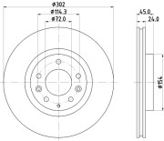 MDC2564 Brzdový kotouč MINTEX