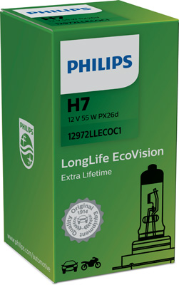 12972LLECOC1 žárovka H7 12V 55W LongLife EcoVision 4x delší životnost (patice PX26d) PHILIPS 12972LLECOC1 PHILIPS