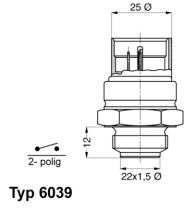 6039.95D BorgWarner (Wahler) teplotný spínač ventilátora chladenia 6039.95D BorgWarner (Wahler)