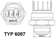 6087.87D Teplotní spínač, větrák chladiče BorgWarner (Wahler)
