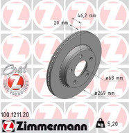 100.1211.20 ZIMMERMANN brzdový kotúč 100.1211.20 ZIMMERMANN