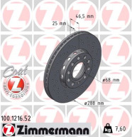 100.1216.52 Brzdový kotouč SPORT BRAKE DISC COAT Z ZIMMERMANN