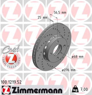 100.1219.52 Brzdový kotouč SPORT BRAKE DISC COAT Z ZIMMERMANN