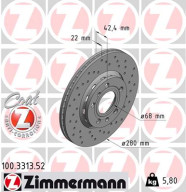 100.3313.52 ZIMMERMANN brzdový kotúč 100.3313.52 ZIMMERMANN