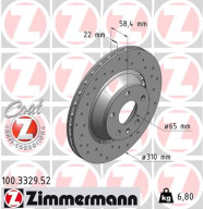 100.3329.52 Brzdový kotouč SPORT BRAKE DISC COAT Z ZIMMERMANN