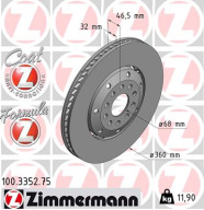 100.3352.75 Brzdový kotouč FORMULA Z BRAKE DISC ZIMMERMANN