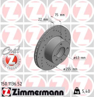 150.1136.52 Brzdový kotouč SPORT BRAKE DISC COAT Z ZIMMERMANN