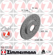 150.1257.52 Brzdový kotouč SPORT BRAKE DISC COAT Z ZIMMERMANN