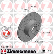 150.1264.52 Brzdový kotouč SPORT BRAKE DISC COAT Z ZIMMERMANN