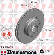 150.1280.20 ZIMMERMANN brzdový kotúč 150.1280.20 ZIMMERMANN