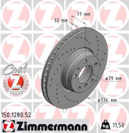 150.1280.52 ZIMMERMANN brzdový kotúč 150.1280.52 ZIMMERMANN