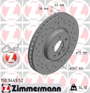 150.3449.52 Brzdový kotouč SPORT BRAKE DISC COAT Z ZIMMERMANN