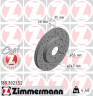 180.3021.52 Brzdový kotouč SPORT BRAKE DISC COAT Z ZIMMERMANN