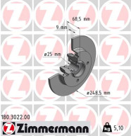 180.3022.00 Brzdový kotouč ZIMMERMANN