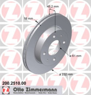 200.2510.00 ZIMMERMANN brzdový kotúč 200.2510.00 ZIMMERMANN