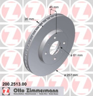 200.2513.00 ZIMMERMANN brzdový kotúč 200.2513.00 ZIMMERMANN