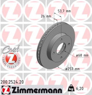 200.2524.20 ZIMMERMANN brzdový kotúč 200.2524.20 ZIMMERMANN