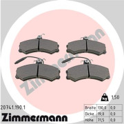 20741.190.1 ZIMMERMANN sada brzdových platničiek kotúčovej brzdy 20741.190.1 ZIMMERMANN