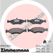 20753.180.1 Sada brzdových destiček, kotoučová brzda ZIMMERMANN