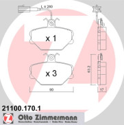 21100.170.1 ZIMMERMANN sada brzdových platničiek kotúčovej brzdy 21100.170.1 ZIMMERMANN