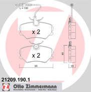 21209.190.1 ZIMMERMANN sada brzdových platničiek kotúčovej brzdy 21209.190.1 ZIMMERMANN