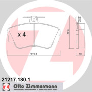 21217.180.1 Sada brzdových destiček, kotoučová brzda ZIMMERMANN