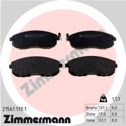 21561.170.1 Sada brzdových destiček, kotoučová brzda ZIMMERMANN