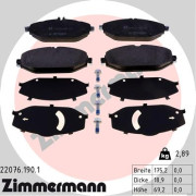 22076.190.1 Sada brzdových destiček, kotoučová brzda ZIMMERMANN