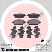 23094.165.1 Sada brzdových destiček, kotoučová brzda ZIMMERMANN