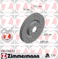 230.2366.52 Brzdový kotouč SPORT BRAKE DISC COAT Z ZIMMERMANN