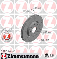 230.2369.52 Brzdový kotouč SPORT BRAKE DISC COAT Z ZIMMERMANN