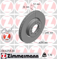 230.6259.20 ZIMMERMANN brzdový kotúč 230.6259.20 ZIMMERMANN