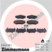 23452.190.1 Sada brzdových destiček, kotoučová brzda ZIMMERMANN