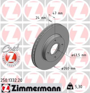 250.1332.20 Brzdový kotouč COAT Z ZIMMERMANN