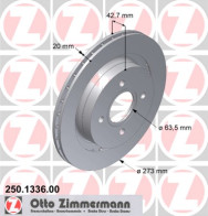 250.1336.00 ZIMMERMANN brzdový kotúč 250.1336.00 ZIMMERMANN