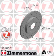 250.1345.52 Brzdový kotouč SPORT BRAKE DISC COAT Z ZIMMERMANN