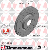 250.1377.52 ZIMMERMANN brzdový kotúč 250.1377.52 ZIMMERMANN