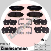 25119.170.2 Sada brzdových destiček, kotoučová brzda ZIMMERMANN